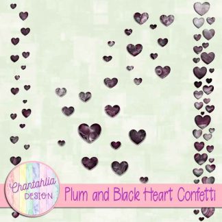 Free plum and black heart confetti