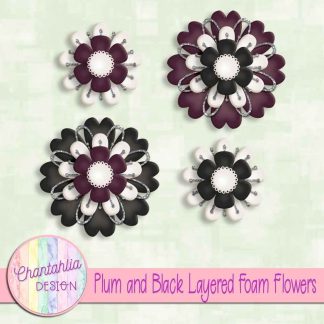 Free plum and black layered foam flowers