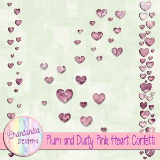 Free plum and dusty pink heart confetti