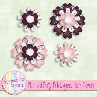 Free plum and dusty pink layered foam flowers