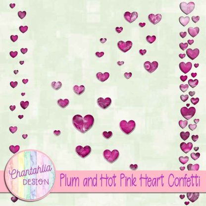 Free plum and hot pink heart confetti