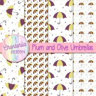 Free plum and olive umbrellas digital papers