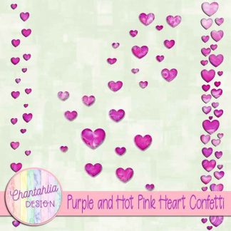 Free purple and hot pink heart confetti