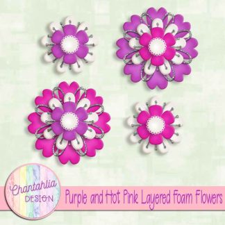 Free purple and hot pink layered foam flowers