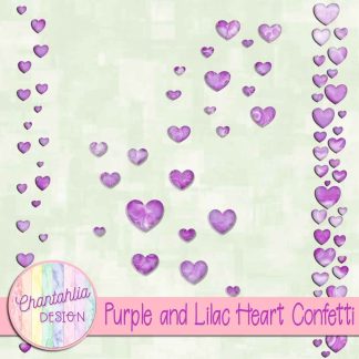 Free purple and lilac heart confetti