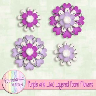 Free purple and lilac layered foam flowers