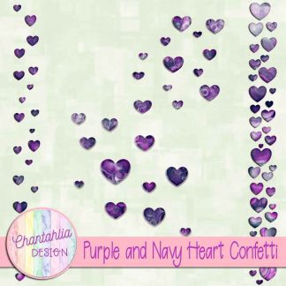 Free purple and navy heart confetti