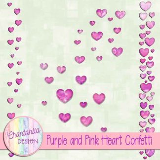 Free purple and pink heart confetti