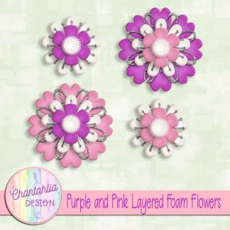 Free purple and pink layered foam flowers
