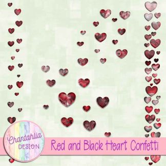 Free red and black heart confetti