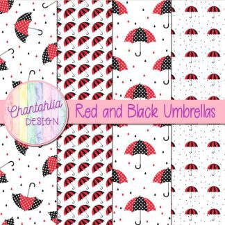 Free red and black umbrellas digital papers