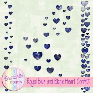 Free royal blue and black heart confetti