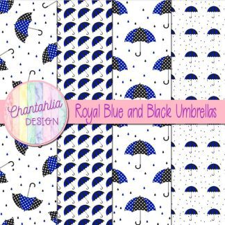 Free royal blue and black umbrellas digital papers