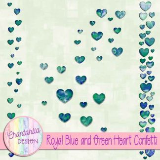 Free royal blue and green heart confetti