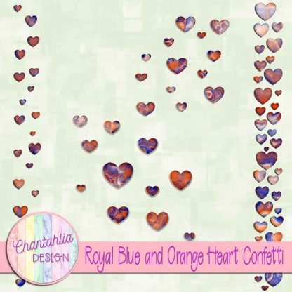 Free royal blue and orange heart confetti