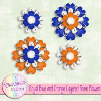 Free royal blue and orange layered foam flowers