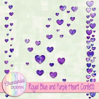 Free royal blue and purple heart confetti