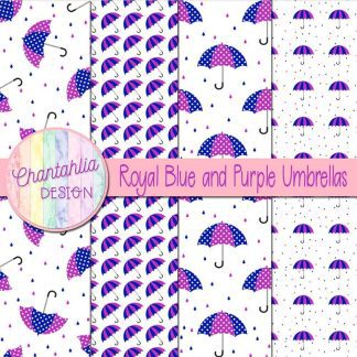 Free royal blue and purple umbrellas digital papers