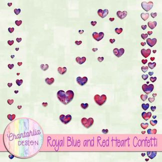 Free royal blue and red heart confetti