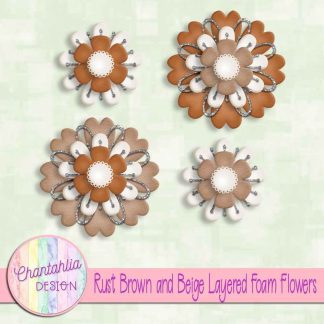 Free rust brown and beige layered foam flowers