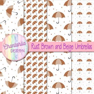 Free rust brown and beige umbrellas digital papers