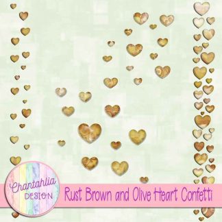 Free rust brown and olive heart confetti