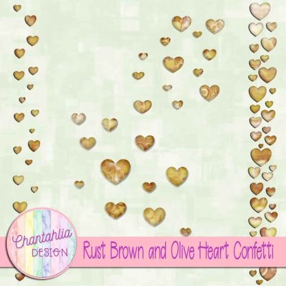 Free rust brown and olive heart confetti