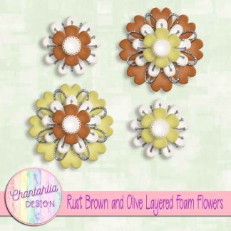Free rust brown and olive layered foam flowers