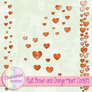 Free rust brown and orange heart confetti