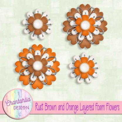 Free rust brown and orange layered foam flowers