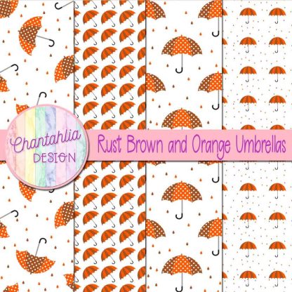 Free rust brown and orange umbrellas digital papers