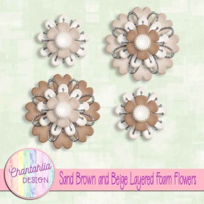 Free sand brown and beige layered foam flowers