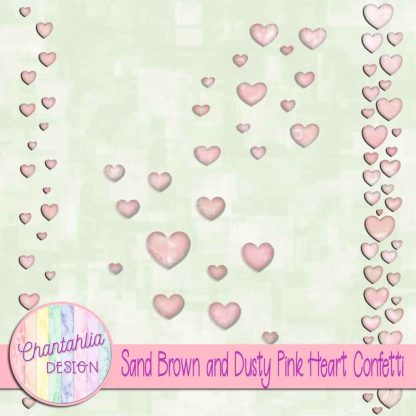 Free sand brown and dusty pink heart confetti