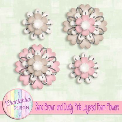 Free sand brown and dusty pink layered foam flowers