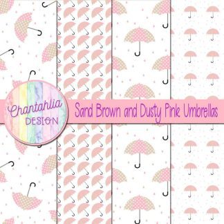 Free sand brown and dusty pink umbrellas digital papers
