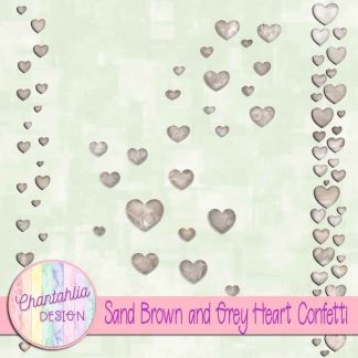Free sand brown and grey heart confetti
