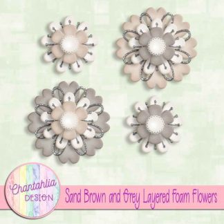 Free sand brown and grey layered foam flowers