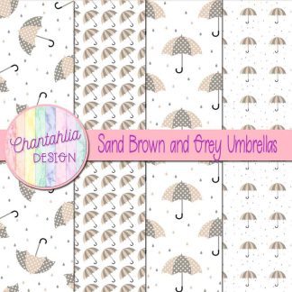 Free sand brown and grey umbrellas digital papers