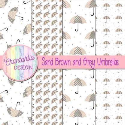 Free sand brown and grey umbrellas digital papers