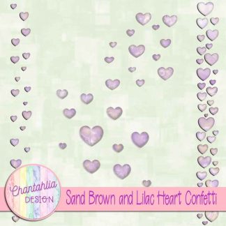 Free sand brown and lilac heart confetti
