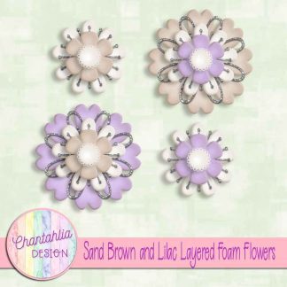 Free sand brown and lilac layered foam flowers
