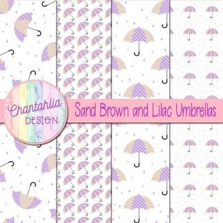 Free sand brown and lilac umbrellas digital papers