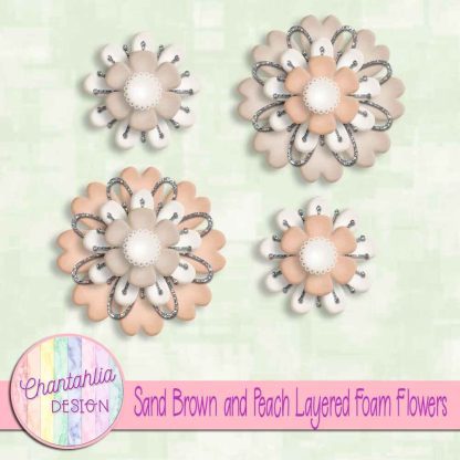 Free sand brown and peach layered foam flowers