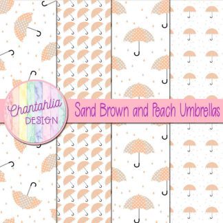 Free sand brown and peach umbrellas digital papers