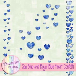 Free sea blue and royal blue heart confetti