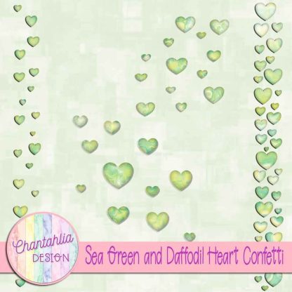 Free sea green and daffodil heart confetti