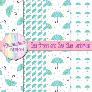 Free sea green and sea blue umbrellas digital papers