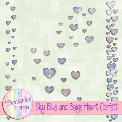 Free sky blue and beige heart confetti