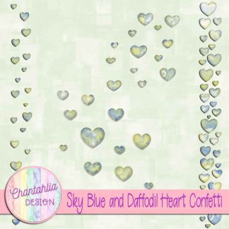 Free sky blue and daffodil heart confetti