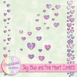 Free sky blue and pink heart confetti
